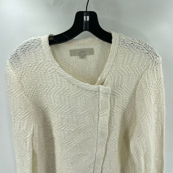 Loft cream jacket boho shacket chunky knit moto angle zip large - Picture 7 of 16